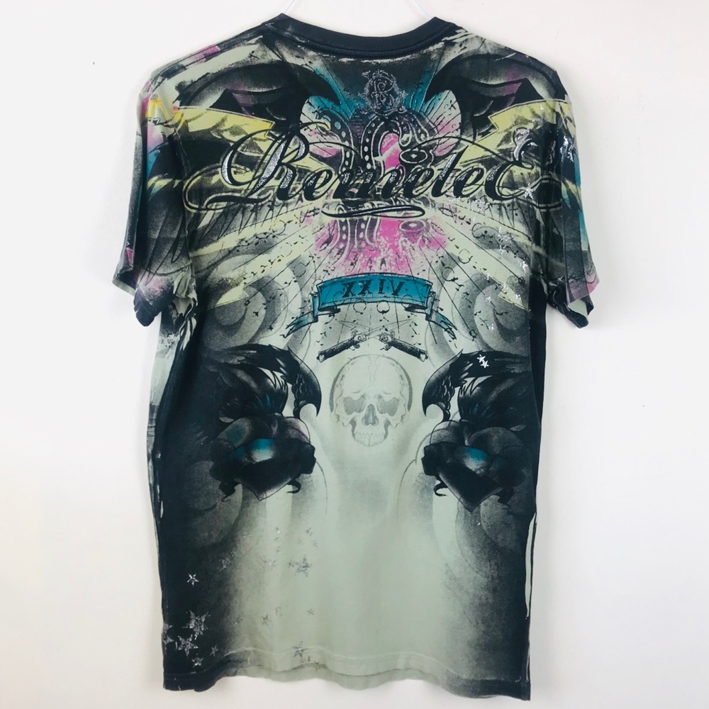 Remetee Affliction crystal skull graphic t shirt S - Picture 2 of 9
